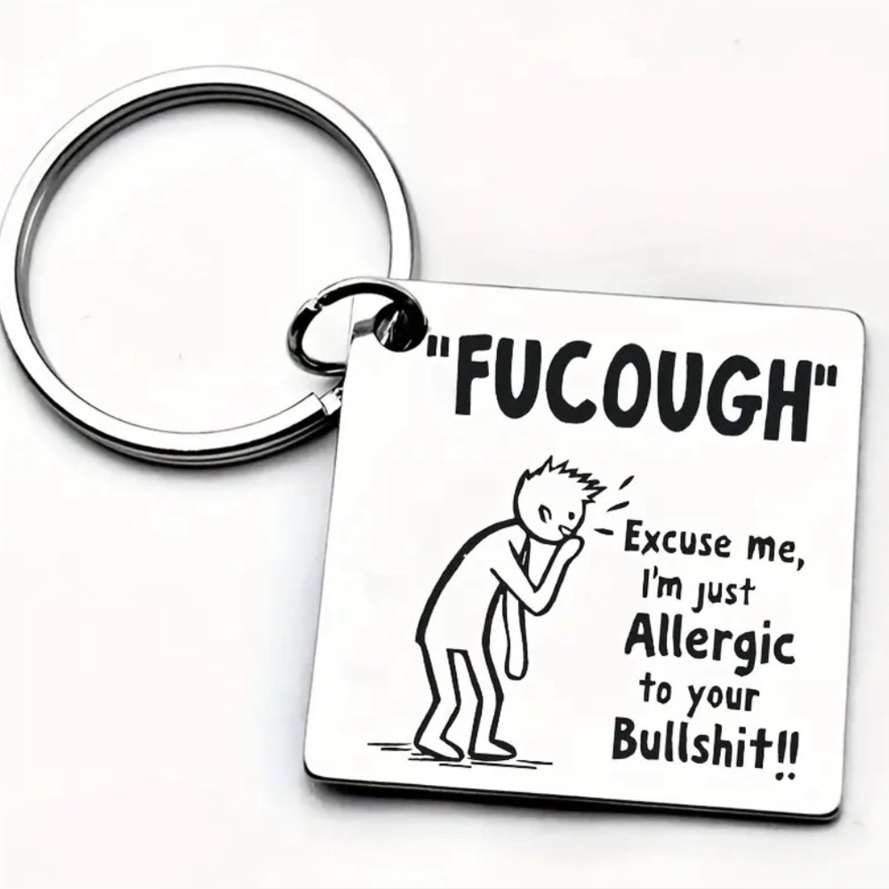 Funny Silver Keychain with Cartoon Design, NEW